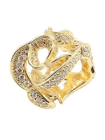 Bottega Veneta Bottega Veneta CZ Sterling Silver Ring - Women's Ring/Finger 925 Gold Tone (view 1)