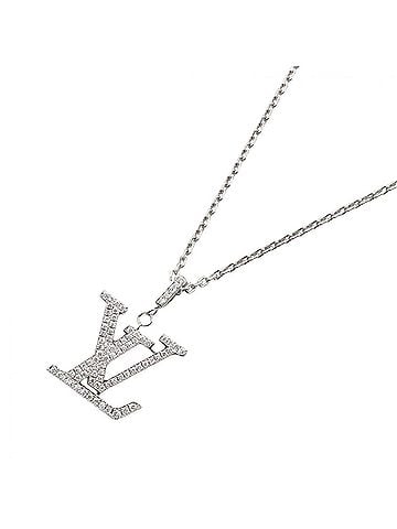 Louis Vuitton Louis Vuitton Pendant Diamond Necklace, 18K White Gold (18KWG), Diamond, Men's/Women's, Silver/Clear Tone (view 1)