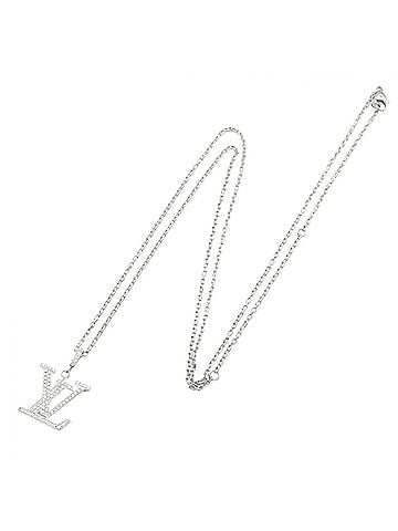 Louis Vuitton Louis Vuitton Pendant Diamond Necklace, 18K White Gold (18KWG), Diamond, Men's/Women's, Silver/Clear Tone (view 2)