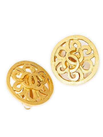 Chanel CC Round Clip On Earrings  (view 1)