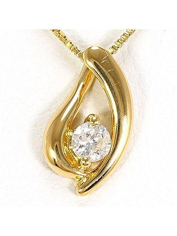Unbranded 18K (18-karat) Yellow Gold Necklace with 0.07ct Diamond, Total Weight Approx. 1.4g, 40cm, Jewelry (view 1)
