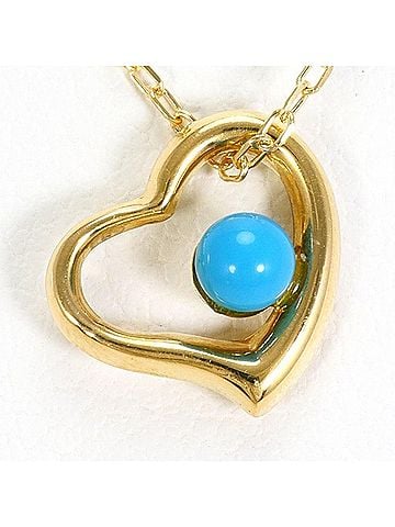Unbranded 18K (18-karat) Yellow Gold Necklace with Turquoise, Total Weight Approx. 1.3g, 40cm, Jewelry (view 1)