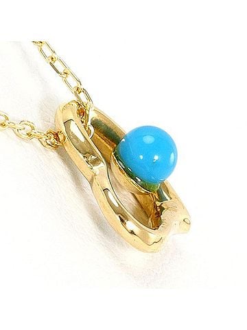Unbranded 18K (18-karat) Yellow Gold Necklace with Turquoise, Total Weight Approx. 1.3g, 40cm, Jewelry (view 2)
