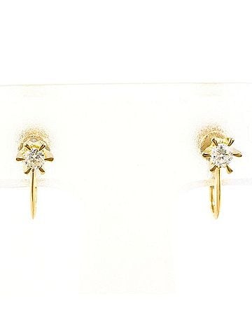 Unbranded 18K (18-karat) Yellow Gold (YG) Earrings with Diamonds, Total Weight Approx. 1.1g, Jewelry (view 1)