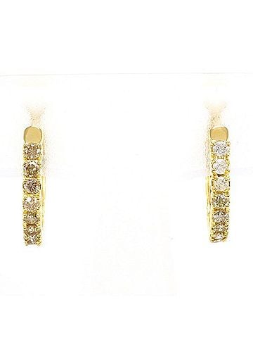 Unbranded 18K (18-karat) yellow gold earrings with brown diamonds (0.50 carat x 2), total weight approximately 2.6g. Jewelry. (view 1)