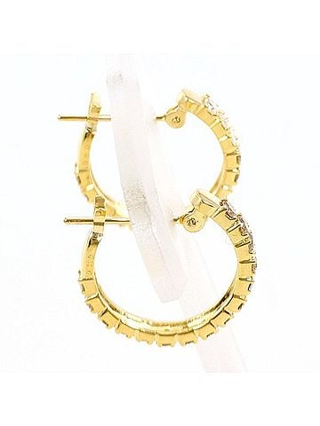 Unbranded 18K (18-karat) yellow gold earrings with brown diamonds (0.50 carat x 2), total weight approximately 2.6g. Jewelry. (view 2)