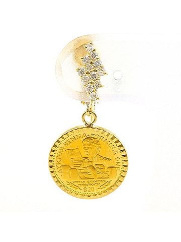 Unbranded Liberia Ayrton Senna 20 Dollar Coin Gold K24YG 18KYG Earring (Single Earring) Diamond 0.17ct Total Weight Approx. 2.8g Jewelry (view 1)