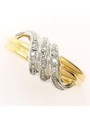 Unbranded PT900 Platinum 18K Yellow Gold Ring with 0.06ct Diamond, Total Weight Approx. 3.5g, Jewelry (view 1)