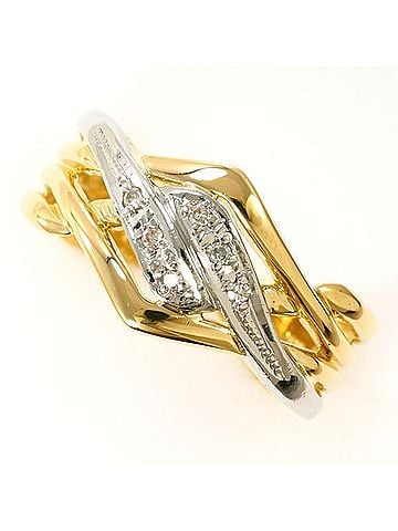 Unbranded PT900 Platinum 18K Yellow Gold Ring with Diamond, Total Weight Approx. 4.0g, Jewelry (view 1)