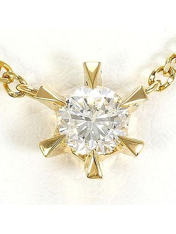 Unbranded 18K (18-karat) Yellow Gold Necklace with 0.343 Carat Diamond, Certificate of Authenticity Included, Total Weight Approx. 3.2g, 41cm, Jewelry (view 1)