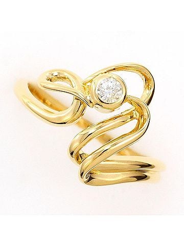 Unbranded 18K (18-karat) Yellow Gold Ring with 0.10ct Diamond, Total Weight Approx. 3.2g, Jewelry (view 1)