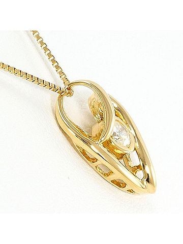 Unbranded 18K (18-karat) Yellow Gold Necklace with 0.13ct Diamond, Total Weight Approx. 3.2g, 45cm, Jewelry (view 2)