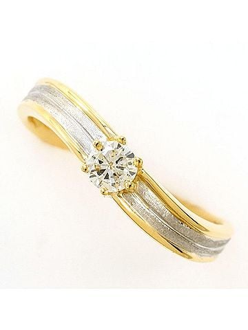 Unbranded PT900 Platinum 18K Yellow Gold Ring with approximately 0.2ct Diamond, Certificate of Authenticity, Total Weight 3.9g, Jewelry (view 1)
