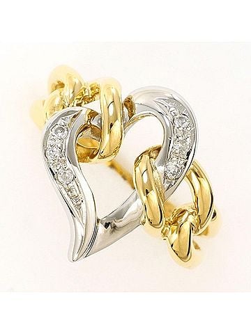 Unbranded PT900 Platinum 18K Yellow Gold Ring with 0.06ct Diamond, Total Weight Approx. 4.9g, Jewelry (view 1)