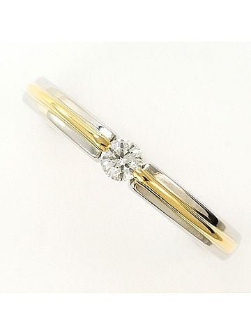 Unbranded PT900 Platinum 18K Yellow Gold Ring with 0.116ct Diamond, Total Weight Approx. 4.9g, Jewelry (view 1)