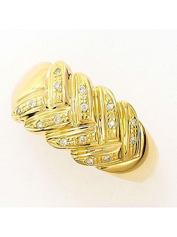 Unbranded 18K (18-karat) Yellow Gold Ring with Diamond, Total Weight Approx. 3.7g, Jewelry (view 1)