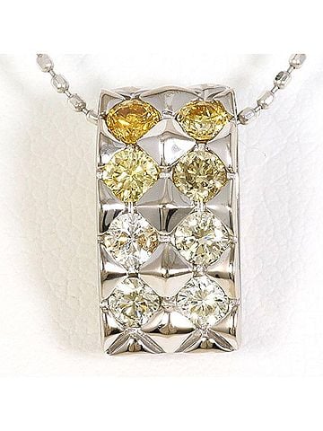 Unbranded 18K (18-karat white gold) necklace with yellow diamonds and other (total 0.53g), total weight approximately 3.7g, 40cm in length. Jewelry. (view 1)