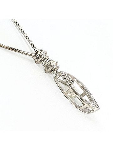 Unbranded 18K (18-karat white gold) necklace with 0.25 carat diamond (SI2 clarity, 0.11 diamond), includes appraisal certificate, total weight approx. 2.9g, 44cm length. Jewelry. (view 2)