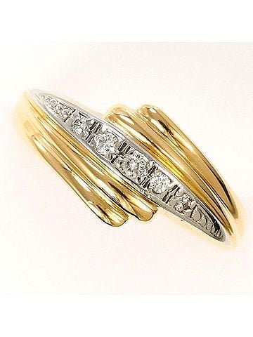Unbranded PT900 Platinum 18K Yellow Gold Ring with 0.08ct Diamond, Total Weight Approx. 4.7g, Jewelry (view 1)