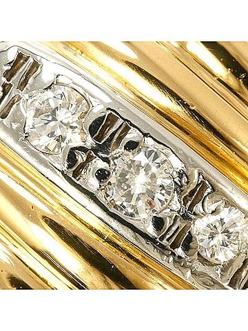 Unbranded PT900 Platinum 18K Yellow Gold Ring with 0.08ct Diamond, Total Weight Approx. 4.7g, Jewelry (view 2)