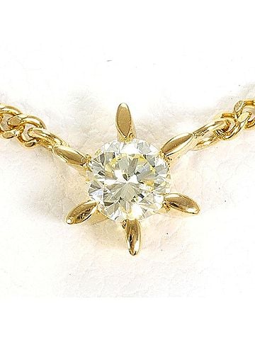 Unbranded 18K (18-karat) Yellow Gold Necklace with Diamond (0.21 VS1 clarity, Certificate of Authenticity included), Total Weight Approx. 4.2g, 40cm, Jewelry (view 1)