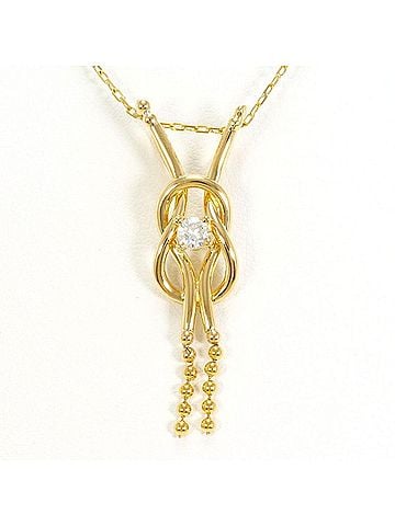 Unbranded 18K (18-karat) Yellow Gold Necklace with Diamond (approx. 0.1ct), Total Weight approx. 3.3g, Approx. 40cm, Jewelry (view 1)