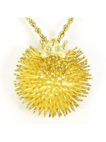 Unbranded 18K (18-karat) Yellow Gold Necklace Brooch with 0.025g Diamond, Total Weight Approx. 19.3g, 53cm, Jewelry (view 1)