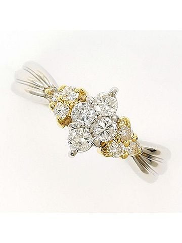 Unbranded PT900 Platinum 18K Yellow Gold Ring with 0.43ct Diamond, Total Weight Approx. 4.4g, Jewelry (view 1)