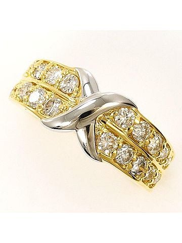 Unbranded PT900 Platinum 18K Yellow Gold Ring with 0.63 Carat Diamond, Total Weight Approx. 3.8g, Jewelry (view 1)