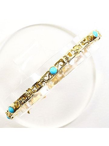 Unbranded 18K (18-karat) Yellow Gold Bracelet with Turquoise, Total Weight Approx. 13.2g, 17cm, Jewelry (view 1)