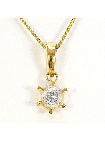 Unbranded 18K (18-karat) Yellow Gold Necklace with 0.20ct Diamond, Certificate of Authenticity, Total Weight Approx. 2.0g, 44cm, Jewelry (view 1)