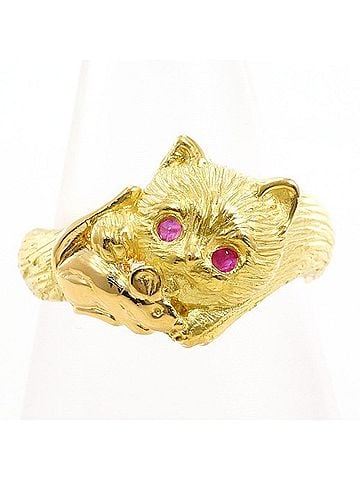 Unbranded 18K (18-karat) Yellow Gold Ring with Ruby, Total Weight Approx. 4.0g, Jewelry (view 1)