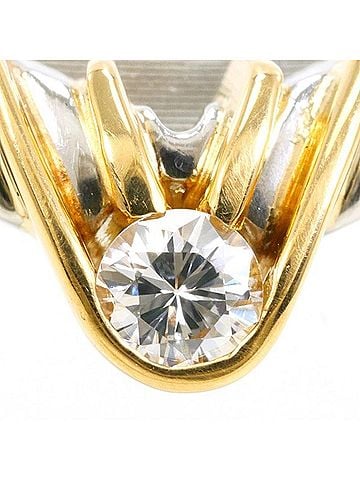 Unbranded PT900 Platinum 18K Yellow Gold Ring with 0.12ct Diamond, Total Weight Approx. 4.9g, Jewelry (view 2)