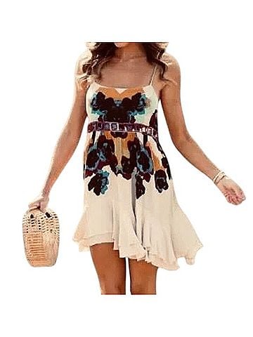 Free People NWT FP Floral Print Ruffle Mini Slip Dress | Grunge Fairycore Boho Twee Festival Coquette Indie Y2K Casual Dress (view 1)