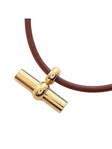Hermès Hermes Glenan Choker Accessory, Gold Plated Leather, Women's, Brown/Gold Tone (view 1)