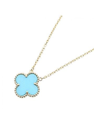 Van Cleef & Arpels Van Cleef & Arpels Vintage Alhambra Turquoise Necklace, 18K (Yellow Gold) Women's, Gold/Blue Tones (view 1)