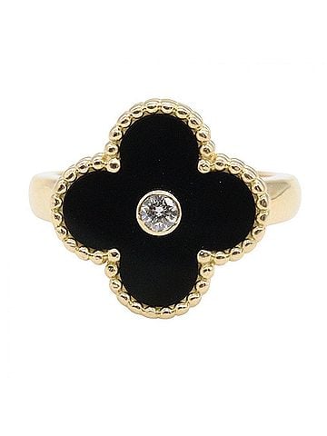 Van Cleef & Arpels Van Cleef & Arpels Vintage Alhambra Onyx Ring 1PD Jewelry 18K (Yellow Gold) Diamond Women's Gold Black Clear (view 2)