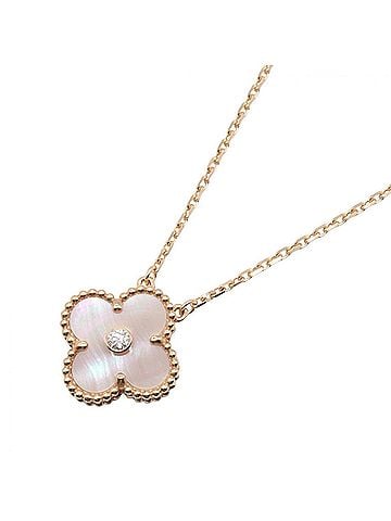 Van Cleef & Arpels Van Cleef & Arpels Vintage Alhamb Pink Mother-of-Pearl 1PD Necklace Jewelry 18KPG (Pink Gold) Women's Gold Tone Clear VCARPM0P00 (view 1)