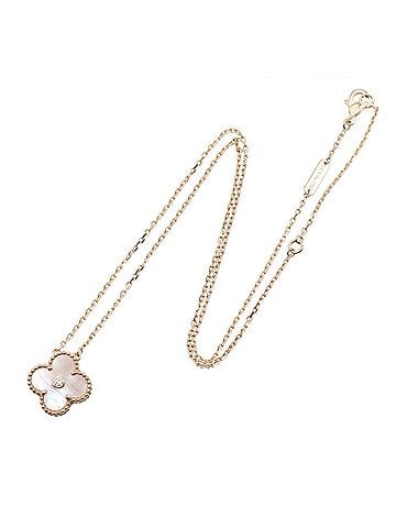 Van Cleef & Arpels Van Cleef & Arpels Vintage Alhamb Pink Mother-of-Pearl 1PD Necklace Jewelry 18KPG (Pink Gold) Women's Gold Tone Clear VCARPM0P00 (view 2)
