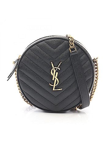 Yves Saint Laurent Yves Saint Laurent Vinyl Monogram Shoulder Bag/Handbag, Leather, Women's, Black, 610436 1GF07 1000 (view 1)
