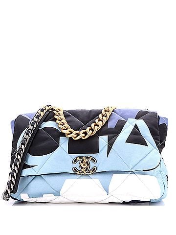 Chanel 19 Flap Bag Quilted Printed Silk Maxi (view 1)