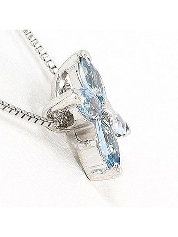 Unbranded 18K (18-karat white gold) necklace with aquamarine, total weight 1.5g, 40cm length, jewelry. (view 2)