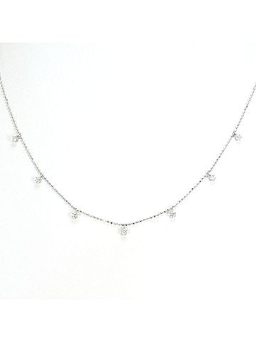 Unbranded 18K (18-karat white gold) necklace with 0.30ct diamond, total weight 1.6g, 40cm length, jewelry. (view 1)