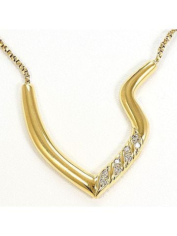 Unbranded 18K (18-karat) Yellow Gold Necklace with 0.09ct Diamond, Total Weight 9.8g, 54cm, Jewelry (view 1)