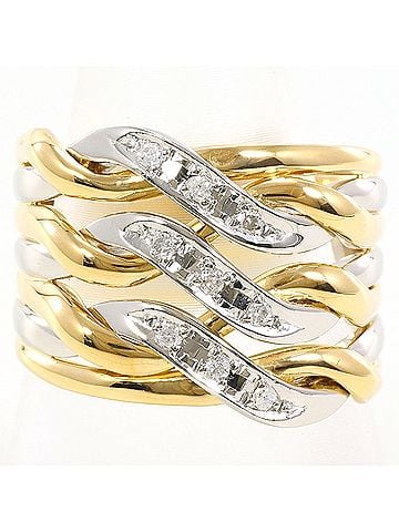 Unbranded PT900 Platinum 18K Yellow Gold Ring with 0.09ct Diamond, Total Weight 11.6g, Jewelry (view 1)
