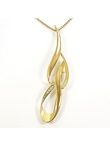 Unbranded 18K Yellow Gold Necklace Brooch with 0.07ct Diamond, Certificate of Authenticity, Approx. 42cm, Total Weight 14.4g, Jewelry (view 1)