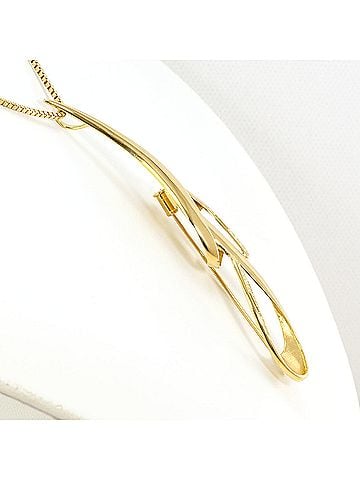 Unbranded 18K Yellow Gold Necklace Brooch with 0.07ct Diamond, Certificate of Authenticity, Approx. 42cm, Total Weight 14.4g, Jewelry (view 2)