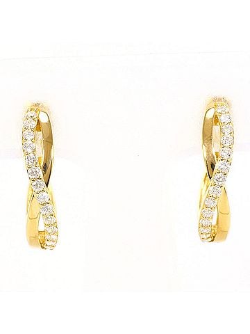 Unbranded 18K (18-karat) Yellow Gold (YG) Earrings with 0.20ct Diamonds, Total Weight 3.5g, Jewelry (view 1)