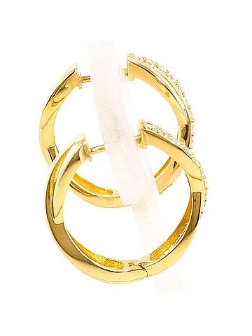 Unbranded 18K (18-karat) Yellow Gold (YG) Earrings with 0.20ct Diamonds, Total Weight 3.5g, Jewelry (view 2)
