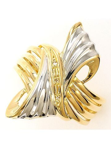 Unbranded PT900 Platinum 18K Yellow Gold Ring with Diamond (carat weight not stamped), Total Weight 5.7g, Jewelry (view 1)